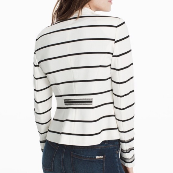 White House Black Market STRIPED PONTE BLAZER - Picture 2 of 3